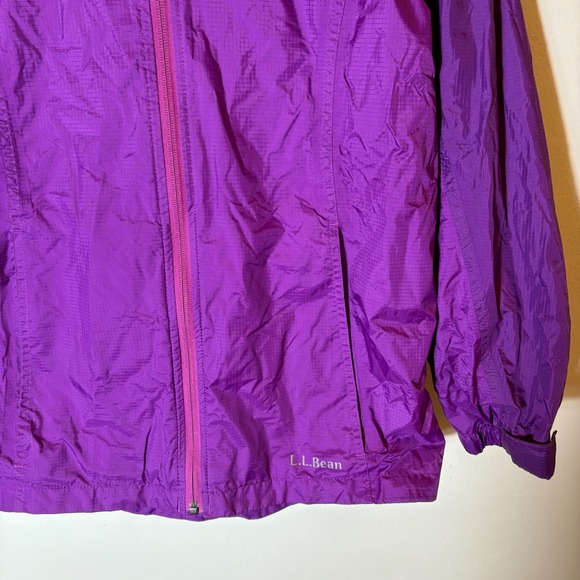 L.L. Bean Purple Hooded Lightweight Insulated Rain Jacket Size 14/16 - Picture 3 of 9